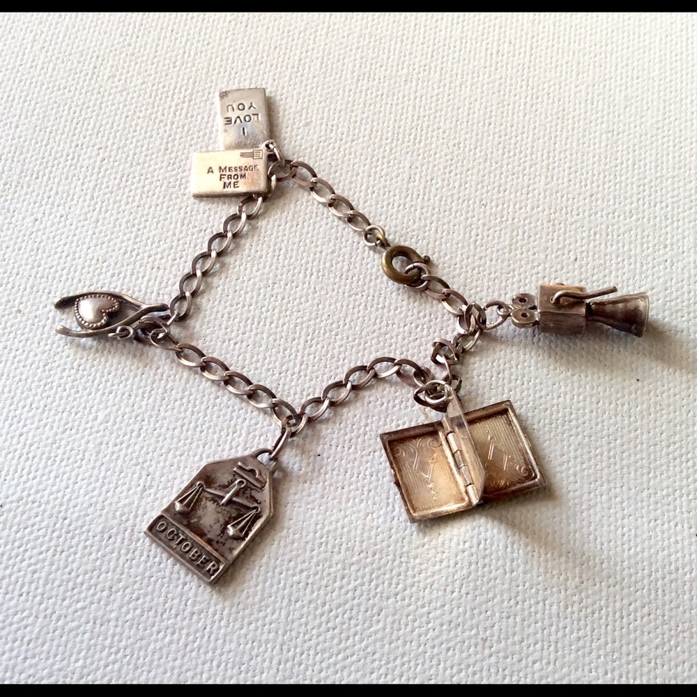 Hallmarked Sterling Charm Bracelet Articulated Movie camera